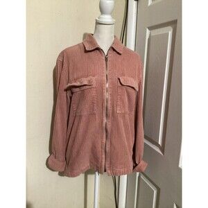 Urban Outfitters Jacket Womens Extra Small Pink Corduroy Zip Up Pocket Shacket